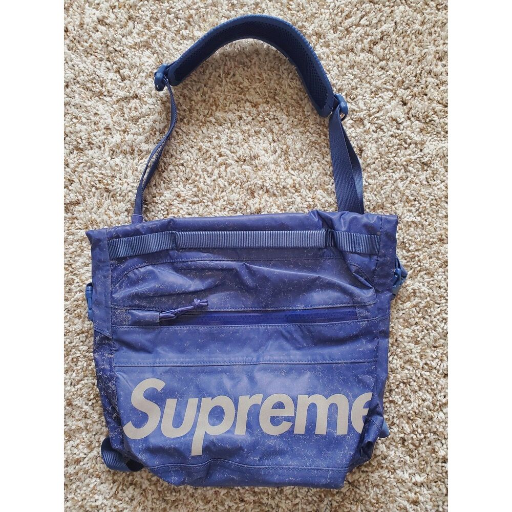Supreme Waterproof Reflective Speckled Blue Logo Shoulder Bag